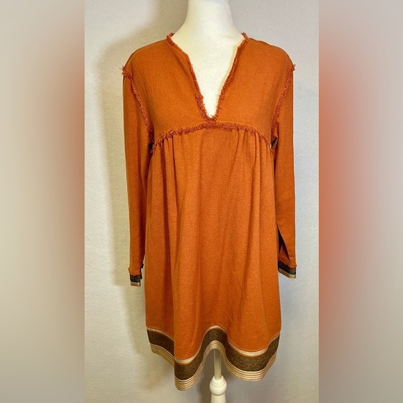 Zara Trafaluc Retro Boho Vibe Tunic Dress With Pockets Burnt Orange
Size Medium - Picture 7 of 7